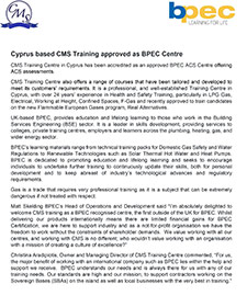CMS Training approved as BPEC Centre